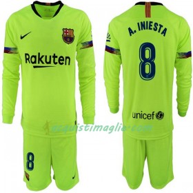 Divisa di Calcio Barcellona A. Iniesta 8 Bambino Trasferta 2018/2019 Manica Lunga